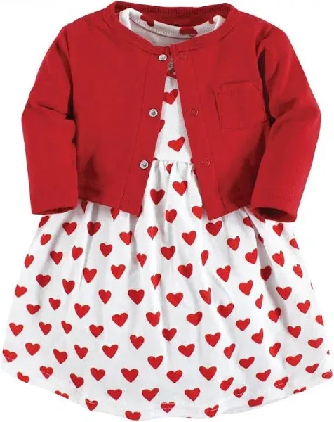 Hudson Baby Baby Girls' Cotton Dress and Cardigan Set