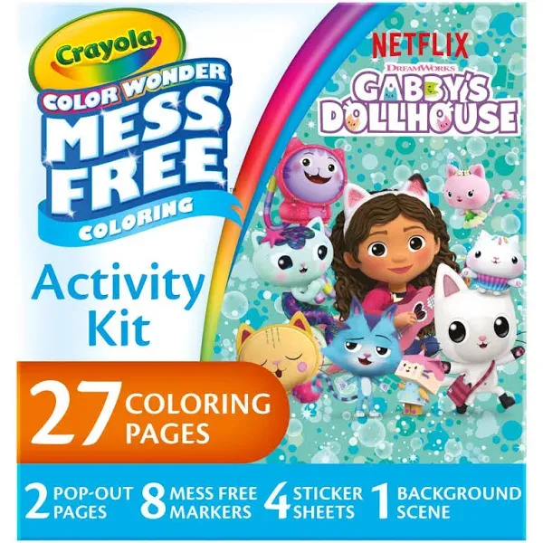 Crayola Paper Color Wonder Activity Kit, 8"" x 10"", Gabby's Dollhouse