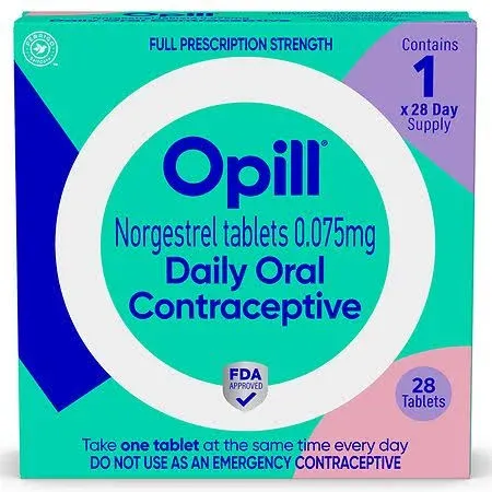 28 Day Supply OPILL Norgestrel Tablets 0.075mg Daily Oral Contraceptive 12/25