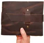 Rustic Vintage Leather Scrapbook Photo Album with Gift Box - Holds 100 4x6 or 5x7 Photos - 6x8"