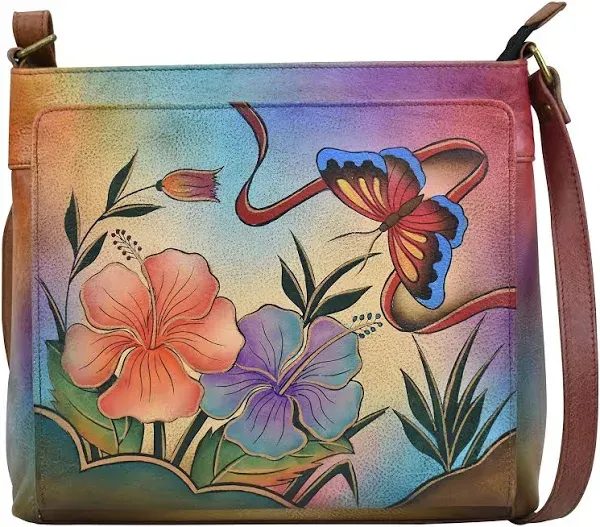 Anna by Anuschka Women's Buy Leather Hand painted Organizer Crossbody