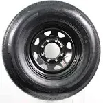 Rainier Trailer Tire and Rim ST235/80R16 LRE 16x6 8-6.5 Black Spoke Wheel 4.90Pd