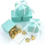 Small Cube Turquoise Candy Treat Boxes Bulk Teal Blue Gift Boxes Wedding Favors Baby Bridal Shower Birthday Party Boxes Supplies, 50pc (Aqua Blue)