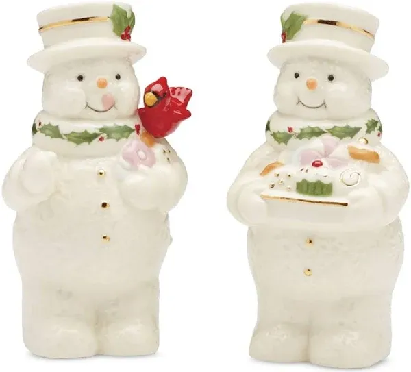 Lenox Happy Holly Days Snowmen Salt & Pepper Set