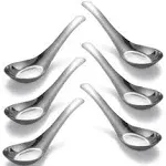 Soup Spoons Stainless Steel Dinner Spoons Set of 6 Chinese Soup Spoon Mirror ...