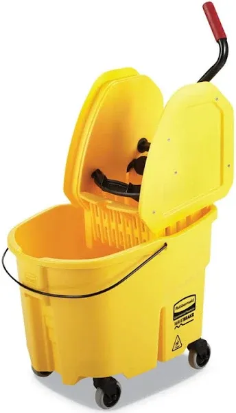 Rubbermaid® Commercial WaveBrake 2.0 Bucket/Wringer Combos, Down-Press, 35 qt, Plastic, Yellow (RCPFG757788YEL)