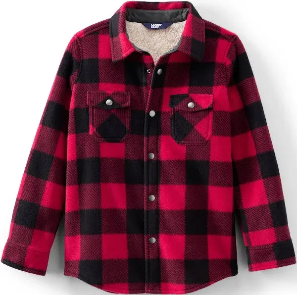 Lands' End Kids Sherpa Lined Flannel Shacket