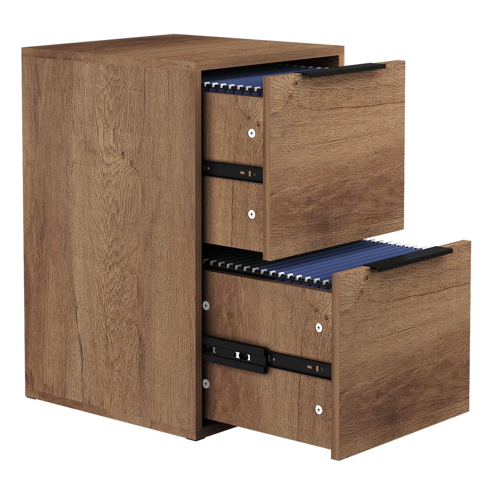 Brown Wooden 2-Drawer Vertical Storage Filing Cabinet