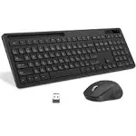 Vivefox Wireless Keyboard and Mouse - Keyboard with Phone Holder, Seenda 2.4GHz Silent USB Wireless Keyboard Mouse Combo, Full-Size Keyboard and Mouse