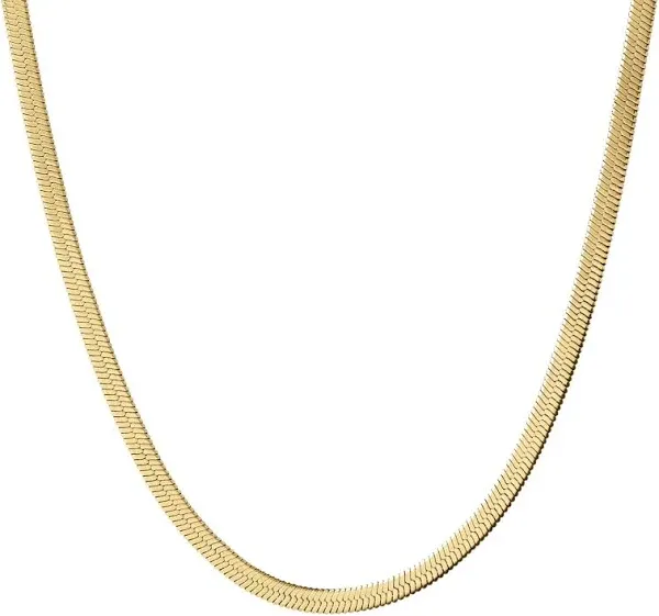 14K Gold Herringbone Chain Necklace