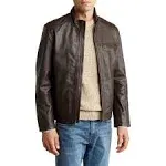 Cole Haan New Java Classic Brown Leather Moto Jacket Size Large Pockets full zip