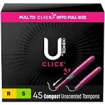 U by Kotex Click Compact Multipack Tampons Regular/Super Unscented 45 Count