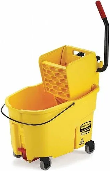 Rubbermaid® Commercial WaveBrake 2.0 Bucket/Wringer Combos, Side-Press, 44 qt, Plastic, Yellow