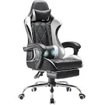 Shahoo Gaming Chair with Footrest and Massage Lumbar Support Ergonomic Computer Seat Height Adjustable with 360Swivel and HEADR