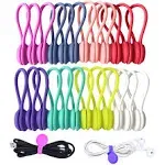 Reusable Twist Ties with Strong Magnet for Bundling and Organizing Cables,Headphone Cables,USB Charging Cords,Hanging & Holding Keychain,Silicone Cord