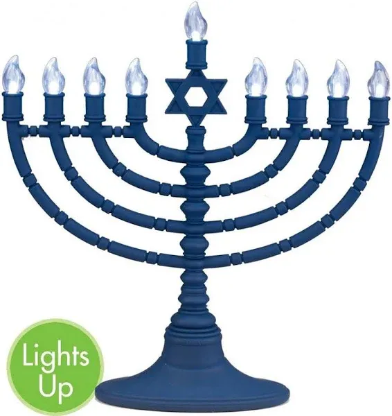 Rite Lite Led Menorah Battery Operated or USB Cable Blue Tint NIB Travel Menorah