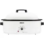 NESCO 18-Qt. 1,450-Watt Roaster with Porcelain Cookwell, White, MWR18-14