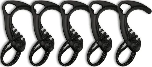 Gear Hook Black 5-Pack — Lightweight + Versatile S Hook for Backpacks and Closet Storage, S Carabiner Heavy Duty Alternative, S Carabiner Clip, S Hook for Quick and Easy Indoor or Outdoor Use