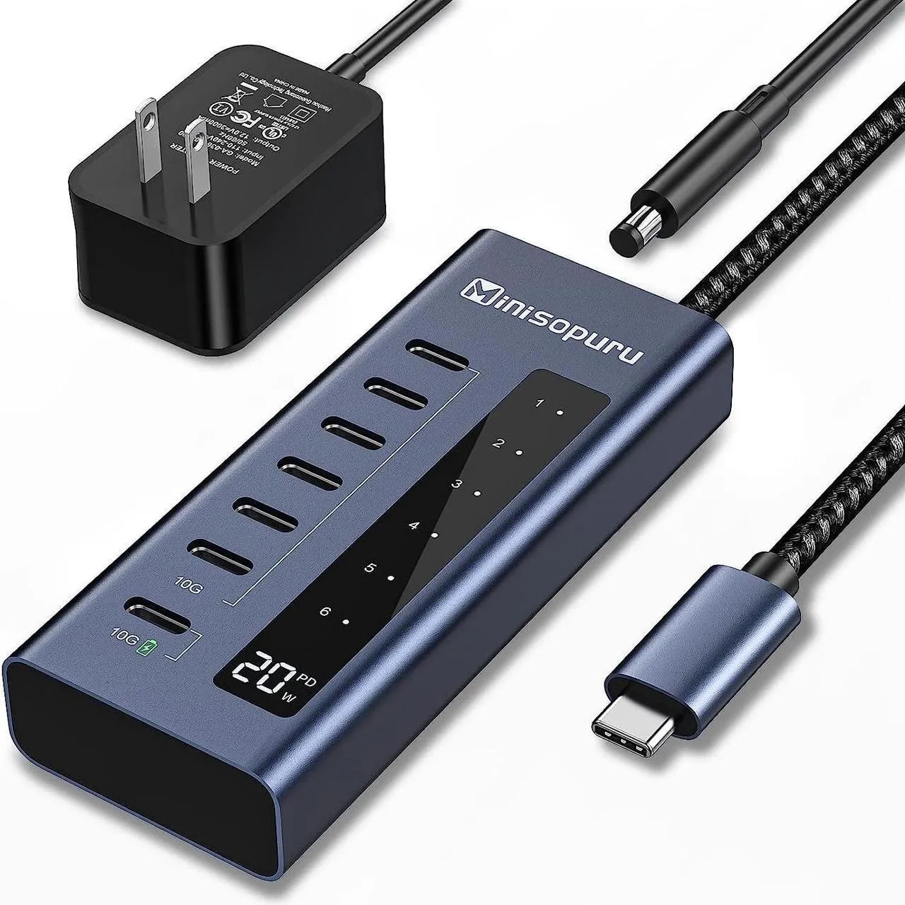 7 in 1usb USB C Hub Powered Support 10Gbps Data & Fast Charging BD206A EU