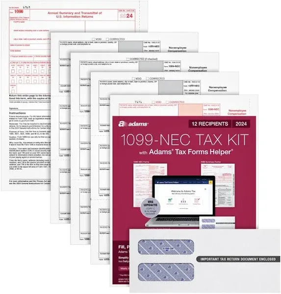 Adams 2024 1096 NEC Tax Forms Kit