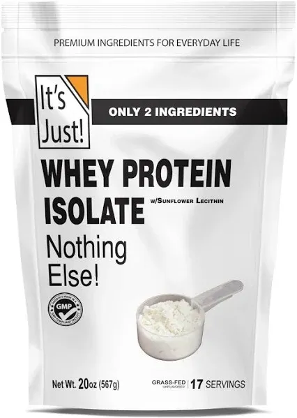 It's Just! - Whey Protein Concentrate, Ultra Premium Grass-Fed, Unflavored, Made in USA, rBGH/RBST Hormone Free, No Added Flavors or Artificial Sweeteners (Concentrate, 1.25 Pound)