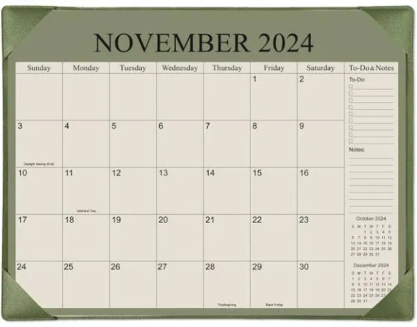 Simplified Desk Calendar 2024-2025 with Desktop Mat 20 Month Large Desk Pad C...