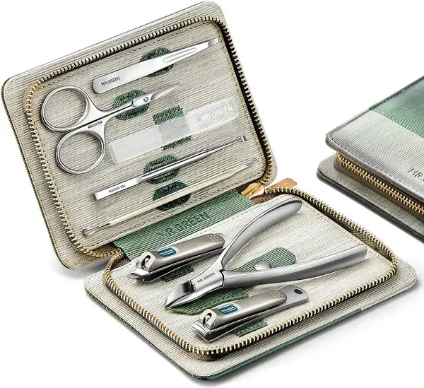 Stainless Steel Nail Clipper Personal Care Tools with PU Leather Case (Green)