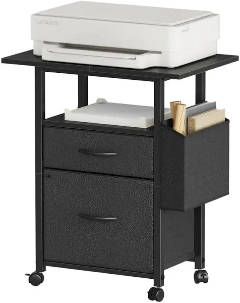 17 Stories 2 Drawer File Cabinet with 24'' Extended Desktop Mobile Filing Cabinet