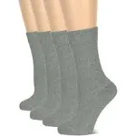 Hugh Ugoli Women's Cotton Crew Socks | Plain Color, Regular Fit, Soft Casual Socks for Trouser, 4 Pairs, Light Grey, Shoe Size: 9-12