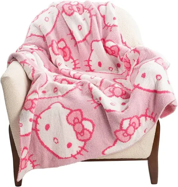 Hello Kitty Cute Faces Feather Knit Throw