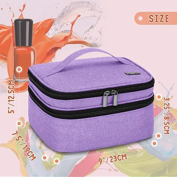 LUXJA Nail Polish Carrying Case - Holds 30 Bottles (15ml - 0.5 fl.oz), Double-layer Organizer for Nail Polish and Manicure Set, Lavender (Bag Only)