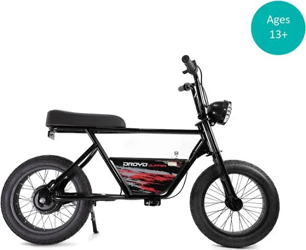 Droyd Blipper Electric Bike for Kids 13+, 250W Electric Mini Bike, 24V Lithium-Ion Battery w/Max Speed 12.5 Mph, Up to 12.5 Miles Range, Safe E Bike with Rear Drum Brake, 16" Tires and LED Headlight