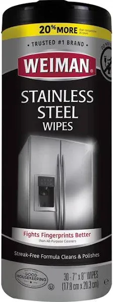 Weiman Stainless Steel Cleaner Wipes (3 Pack) Removes Fingerprints, Residue, Water Marks and Grease from Appliances - Works Great On Refrigerators,