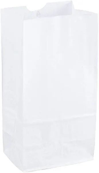 Perfect Stix 4lb Kraft White Paper Bags -5" W x 9 3/4" H w/ 3 1/8" Gusset. Pack of 100ct (Kraft White Bag 4-100)