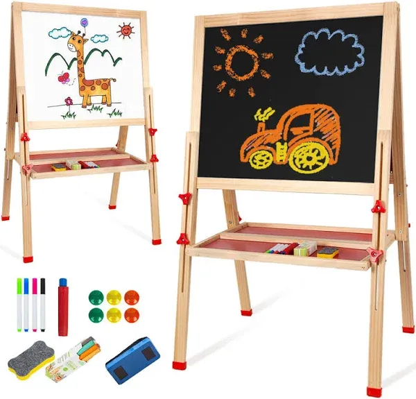 Wooden Art Easel for Kids Adjustable Kids EaselDouble Sided Painting Easel fo...