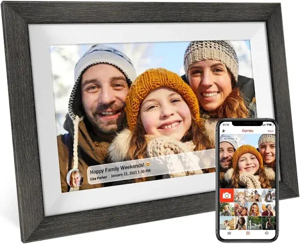 32GB FRAMEO 10.1 Inch Smart WiFi Digital Photo Frame 1280x800 HD IPS LCD Touch Screen, Auto-Rotate, Motion Sensor, Built in 32GB Memory, Share Moments Instantly via Frameo App from Anywhere