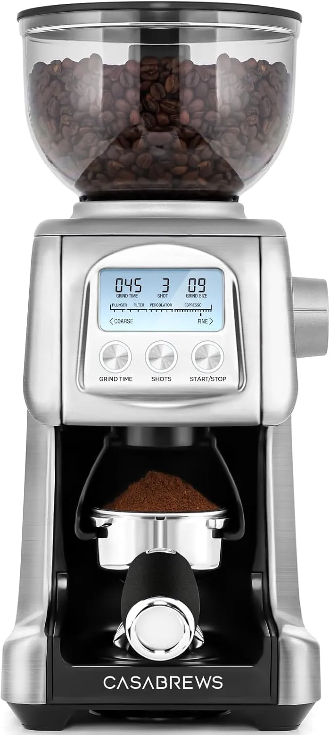 CASABREWS Electric Coffee Grinder, Conical Burr Coffee Bean Grinder with 77 Precise Grind Settings, Intelligently Grinds from Espresso to French Press, Gift for Baristas and Coffee Lovers