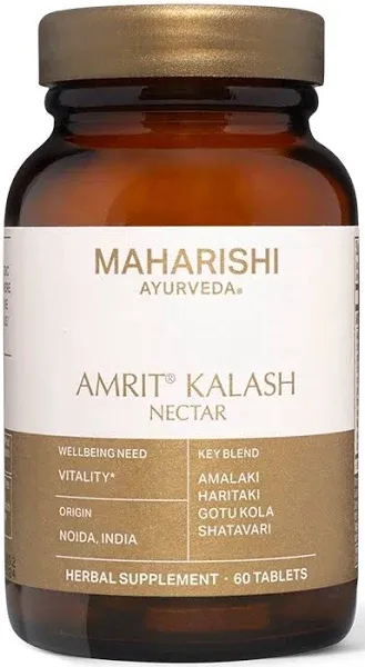 Maharishi Ayurveda - Vegan Amrit Kalash Ambrosia | Full-Spectrum Natural Antioxidant | Brain Health Supplement That Boosts Immunity & Vitality (60 Herbal Tablets - 500 mg)