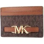 Michael Kors Reed Large Card Holder Wallet Brown MK Signature Logo