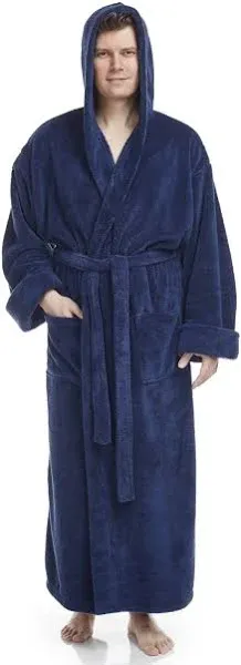 Arus Men's Soft Fleece Ankle Length Hooded Bathrobe