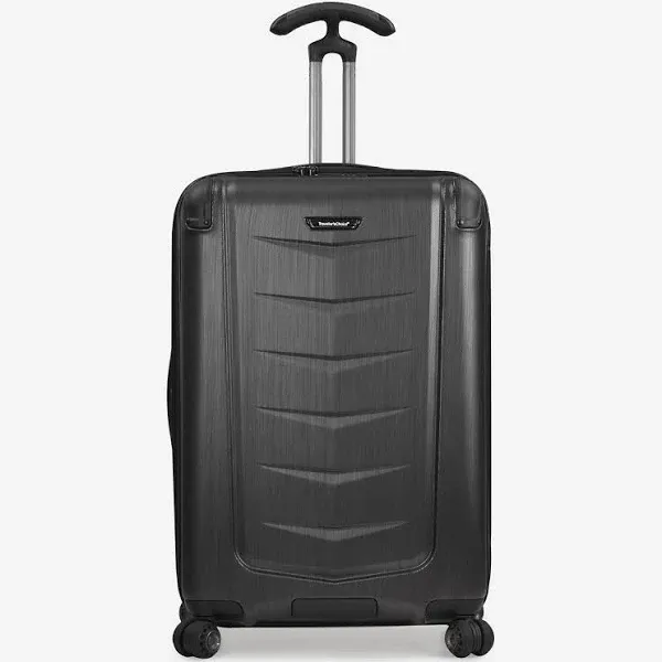 Traveler's Choice Silverwood Polycarbonate Hardside Expandable Spinner Luggage, Brushed Metal, Checked-Medium 26-Inch