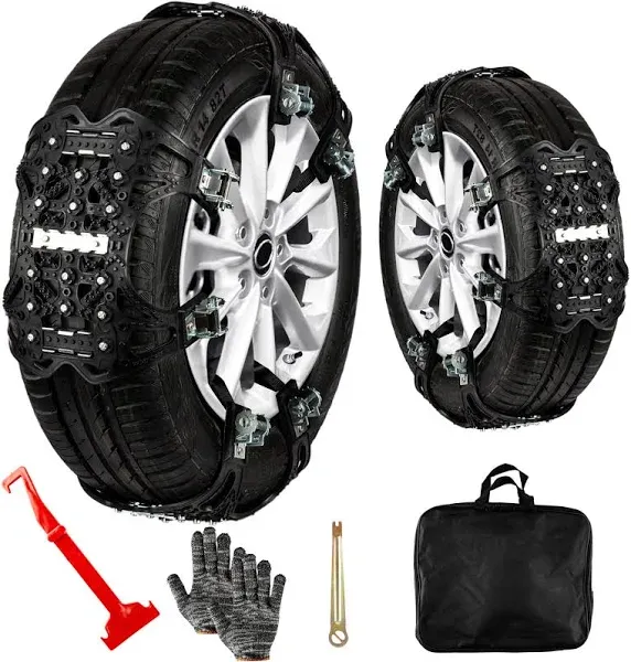 Jeremywell 6 PCS Car Snow Chains for TWO TIRES Emergency Anti Slip for Most Cars/SUV/Trucks, Winter Universal Security Chains Tire Width 165mm-275mm/6.5-10.8'', Amazing Traction Thickening Durable