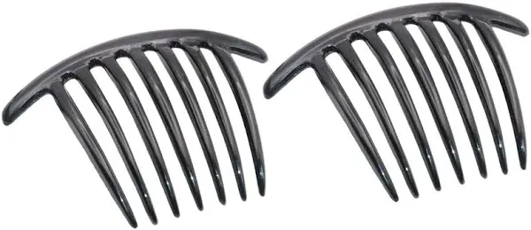 Parcelona French Twist 7 Teeth Large 4" Celluloid Set of 2 Flexible Durable Side Hair Comb No Slip Styling Women Hair Accessories Girls Hair Clip