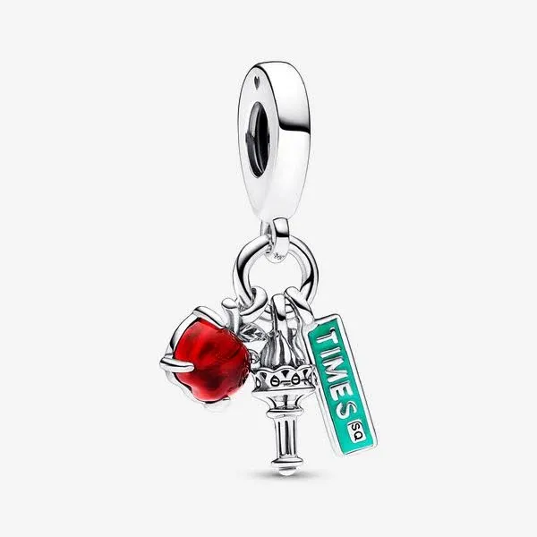 Pandora NYC Apple, Torch, and Street Sign Triple Dangle Charm