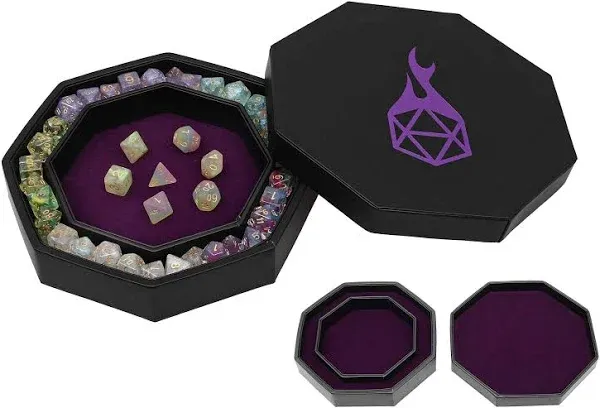  Dice Arena Rolling Tray and Storage Compatible with Any dice Game, D&amp;D Purple