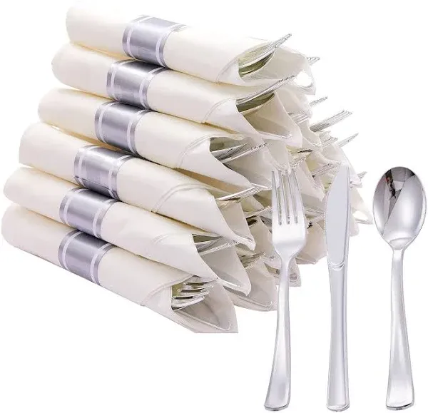 Stock Your Home Pre Rolled Plastic Silverware Sets