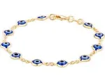 Brand New Brazilian 18k Gold Filled Blue Evil Eye Bracelet