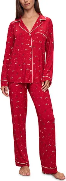 Eberjey Gisele Printed Long Pj Set - Winter Wonderland Haute Red on Garmentory