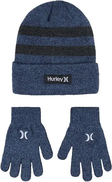 NEW Boys 8-20 Hurley Sharkbait Pom Beanie Hat & Gloves Set