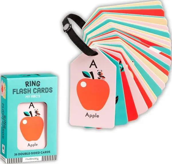 Mudpuppy My ABC's — Ring Flashcards 26 Durable Double Sided Alphabet Cards And Reclosable Ring With Colorful Art For Kids Ages 3+ Perfect For Preschool Or Travel For Teachers And Parents